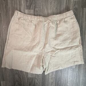 EILEEN FISHER Natural Linen Drawstring Shorts XL TG Elastic Waist Relaxed Fit